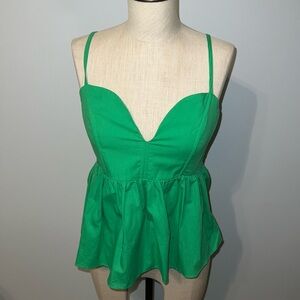 Newbury Kustom Green Peplum Tank Top Size Medium